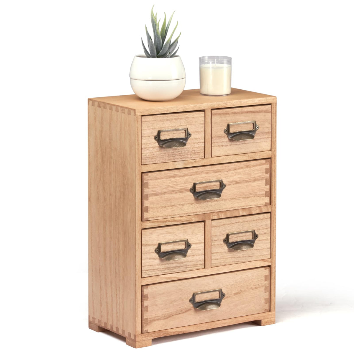 KIRIGEN Wooden Storage Cabinet Organizer Desktop Storage Drawers for Home Office Supplies Natural(4D6CG-NA)