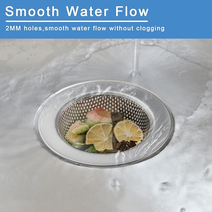 3 Pcs Sink Strainer for Most Kitchen Sink Drain Basket, Upgraded Double-Layer