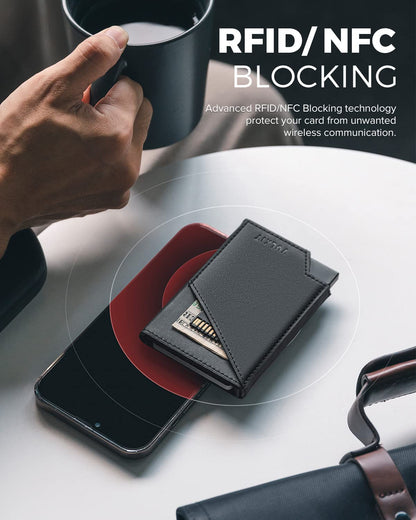 VULKIT Pop up Card Wallet RFID Blocking Slim Aluminum Metal Bank Card Holder Case with Business Money Pocket for Credit Cards Notes and Coins