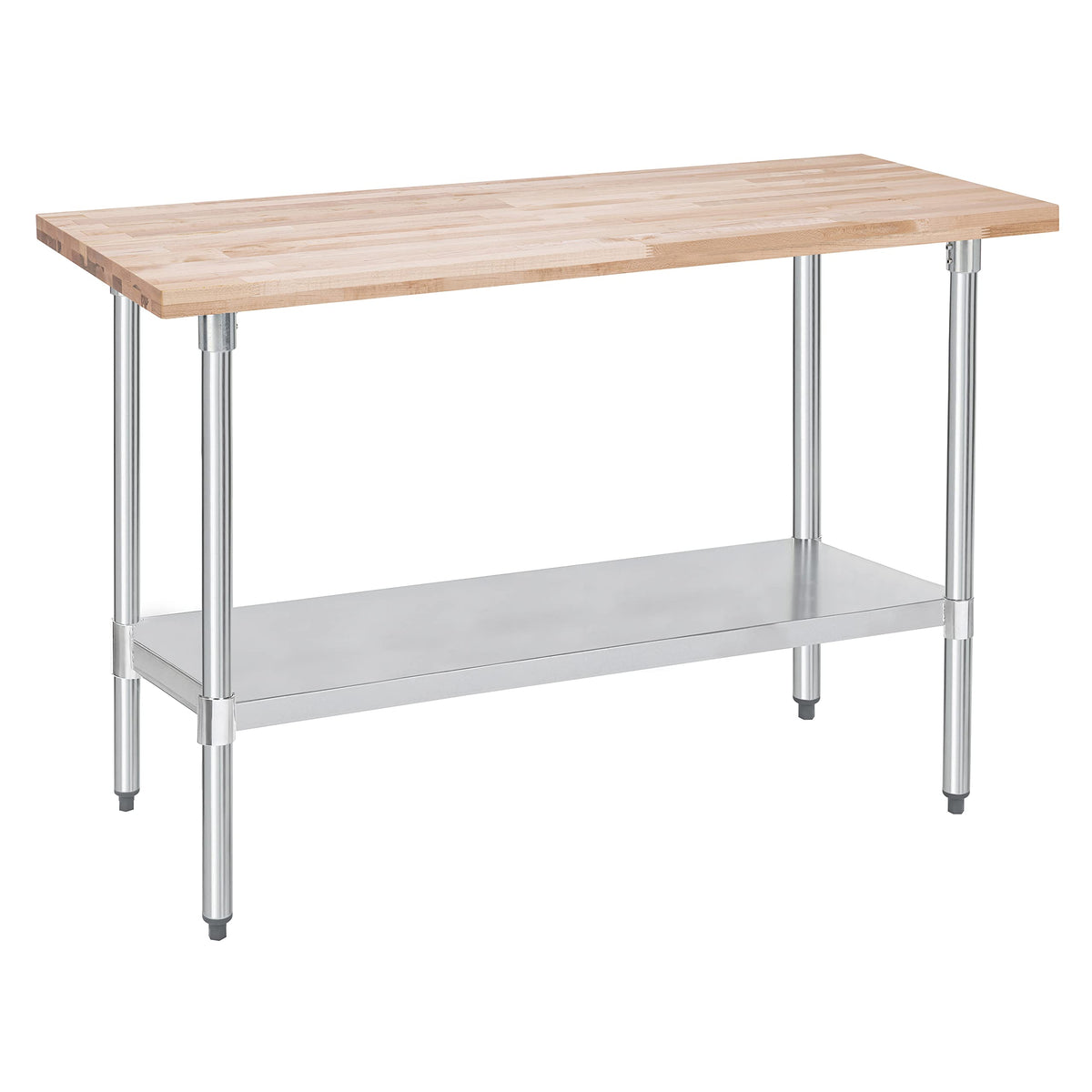 DuraSteel US Maple Top Work Table - 24 x 60 x 35 Inch Commercial Butcher Block Wooden Workbench with Adjustable Lower Shelf - Fits Restaurant, Warehouse, Home, Kitchen, Garage