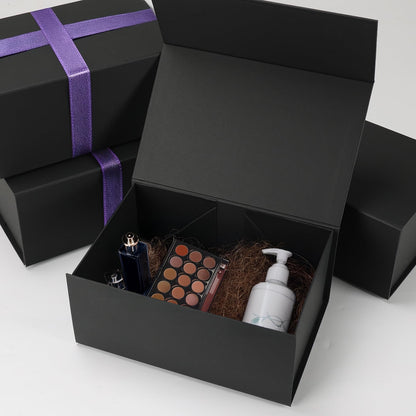 Schliersee 4Packs 9x6x4 Gift Box with Magnetic Lid for Present, Black Gifts Wrap Box for Mother's Day, Birthday, Wedding, Groomsmen Bridesmaid