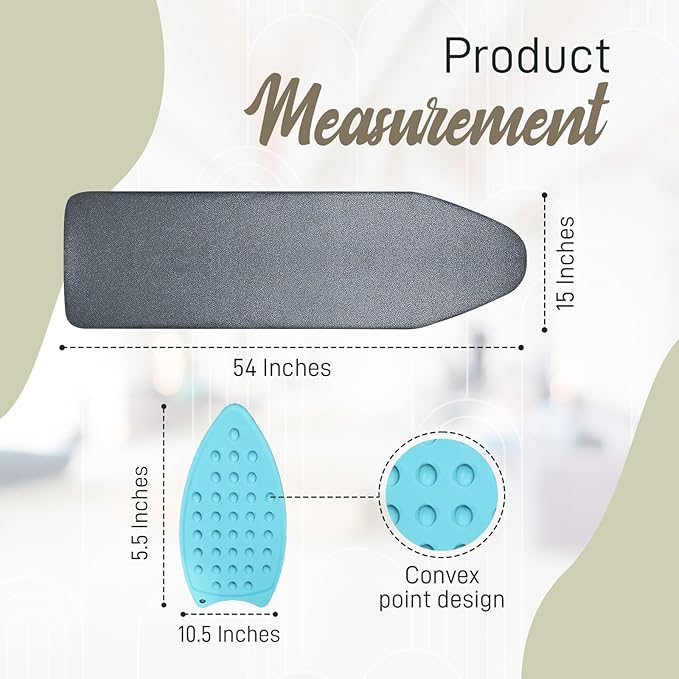 Full Size Ironing Board Cover and Pad 15x54 w/ Silicone Mat | Polyester Cotton