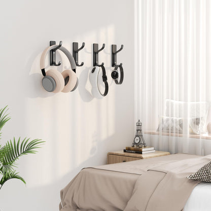 pickpiff Adhesive Wall Coat Hooks - Heavy Duty Stick-On Door Hanger, Metal Hook for Hanging Towel,Purse, Robe, Backpack, Jacket, Clothes - for Bathroom,Dorm, Closet, Kitchen - Black, 6 Pack