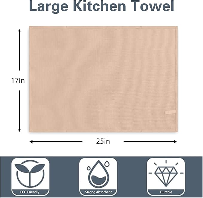 QUILTINA Dish Towels Set, 100% Cotton Waffle Weave Kitchen Towels 6 Pack