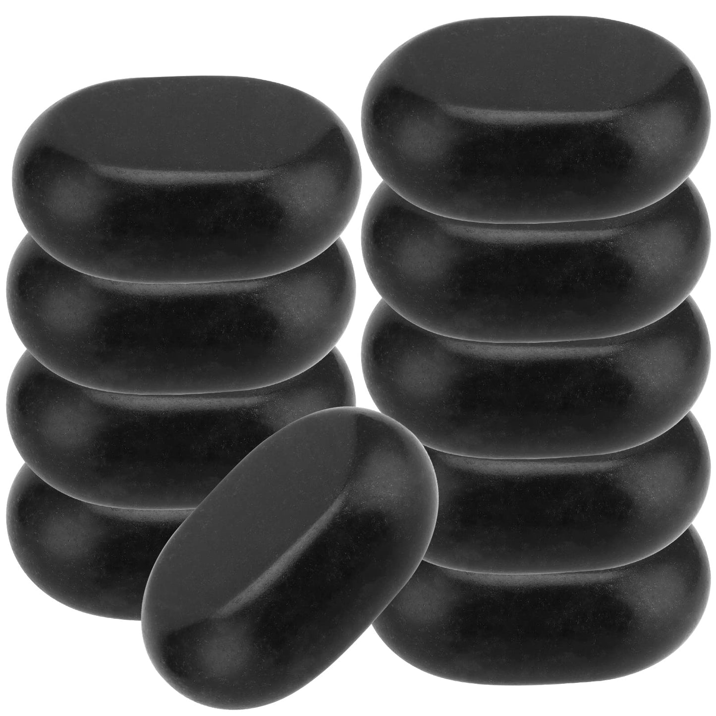 SEHOI 10 Piece 3 Inches Large Basalt Hot Stones, Hot Massage Stones Set, Natural Basalt Hot Rocks Warmer Stone for Professional/Home Spa, Therapy, Relaxation, Healing, Black