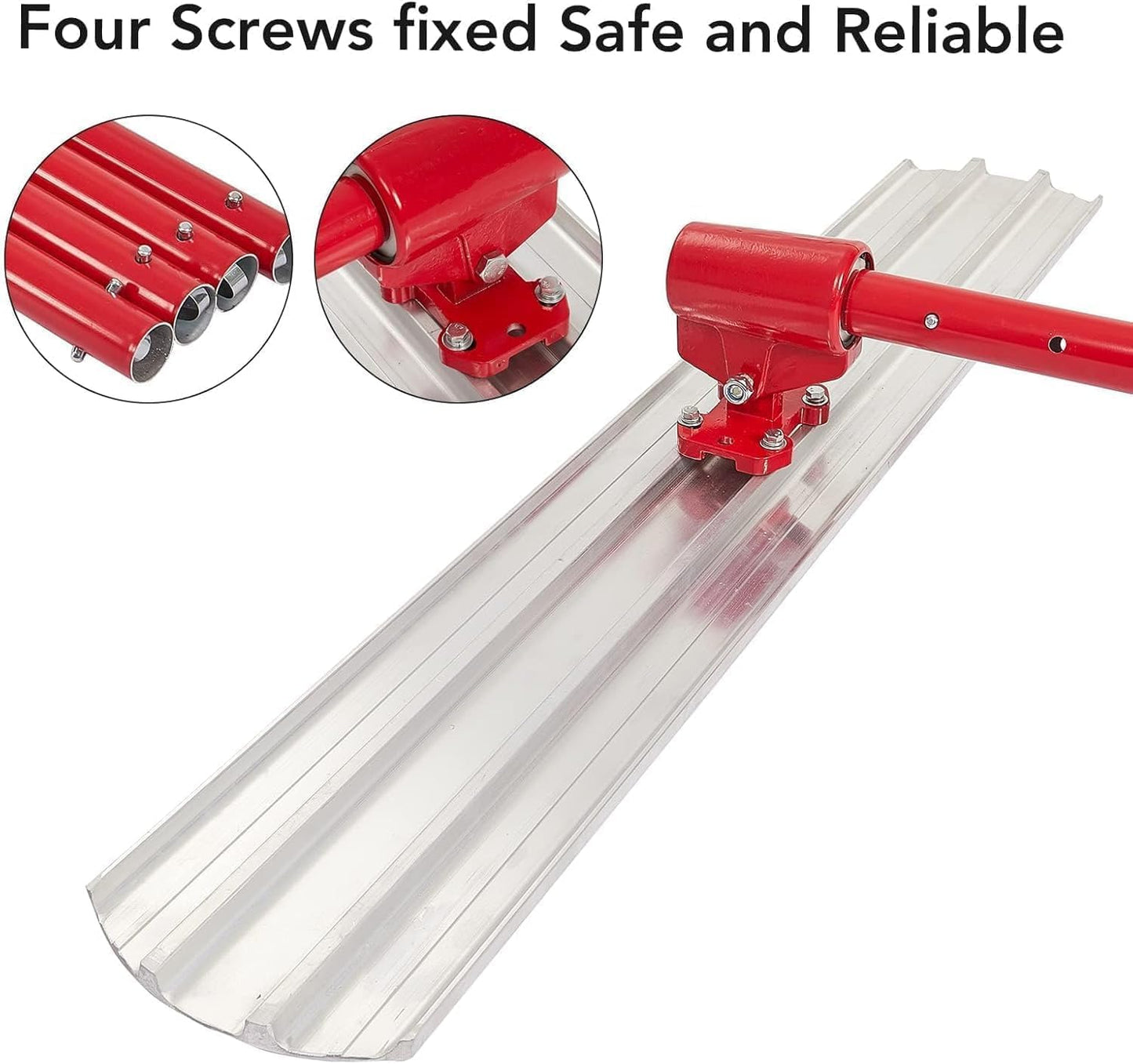36"x8" Bull Float Kit, Aluminum Magnesium Alloy Concrete Float with Adjustable Bracket, 4 Extension Handles & Carrying Case, Round-End Cement Finishing Tool
