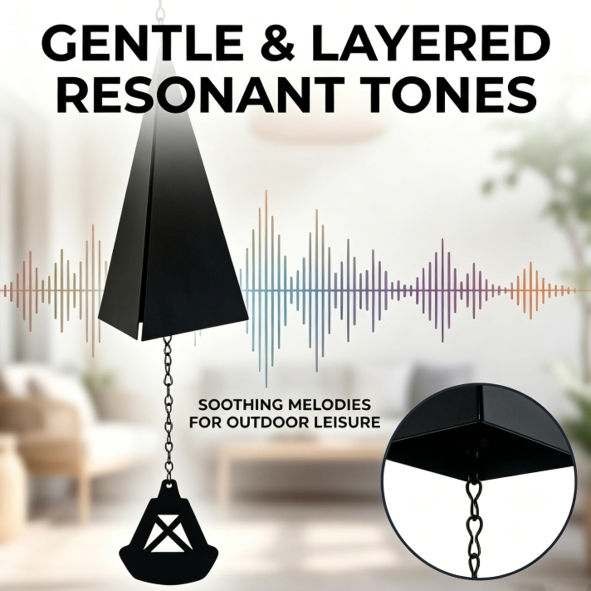 CJFNDFA Outdoor Wind Chimes with Marine Bell & Wind Direction Three-Tone Triangle Wind Bells for Garden,Patio or Porch Decor,Weather-Resistant Iron Windbell Decorations