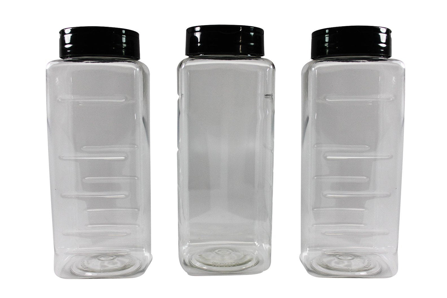 Pinnacle Mercantile 3-Pack Large Plastic Spice Jars Herb Container Bottles with Sifter Shaker Spoon Caps 33 ounce Empty BPA Free Made In USA