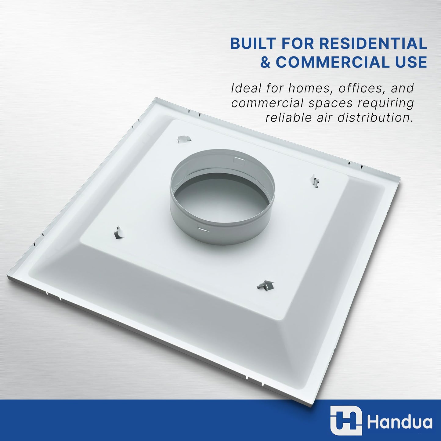 Fits 24x24 Steel T-Bar Drop Ceiling Grid | 2x2 Feet Lay in Steel Air Supply Diffuser with Round 12" [Neck Size] by Handua | 2 Cone | Drop Celing Vent | White | Outer Dimension: 23-3/4" x 23-3/4"