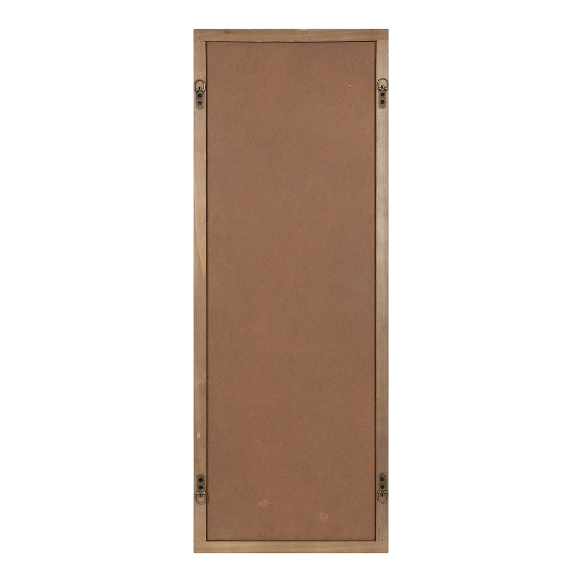 Kate and Laurel Pierette Windowpane Mirror, 16 x 42, Natural Wood, Tall Framed Cathedral Arched Wooden Overlay Mirror