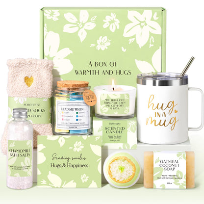 Self Care Get Well Soon Gift Baskets for Women, 8pcs Christian Birthday Gifts for Women Inspirational Christmas Ideas for Mom Her Friend, Care Package After Surgery Thinking of You Sympathy Box