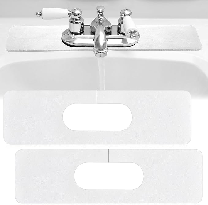Tioncy 2 Pcs Faucet Mat Sink Splash Guard Oval-hole Oval Splash Pad