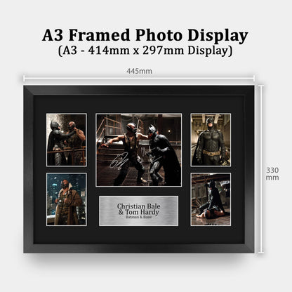 HWC Trading Christian Bale & Tom Hardy The Dark Knight Batman & Bane 16 x 12 inch (A3) Printed Gifts Signed Autograph Picture for Movie Memorabilia Fans - 16" x 12" Framed