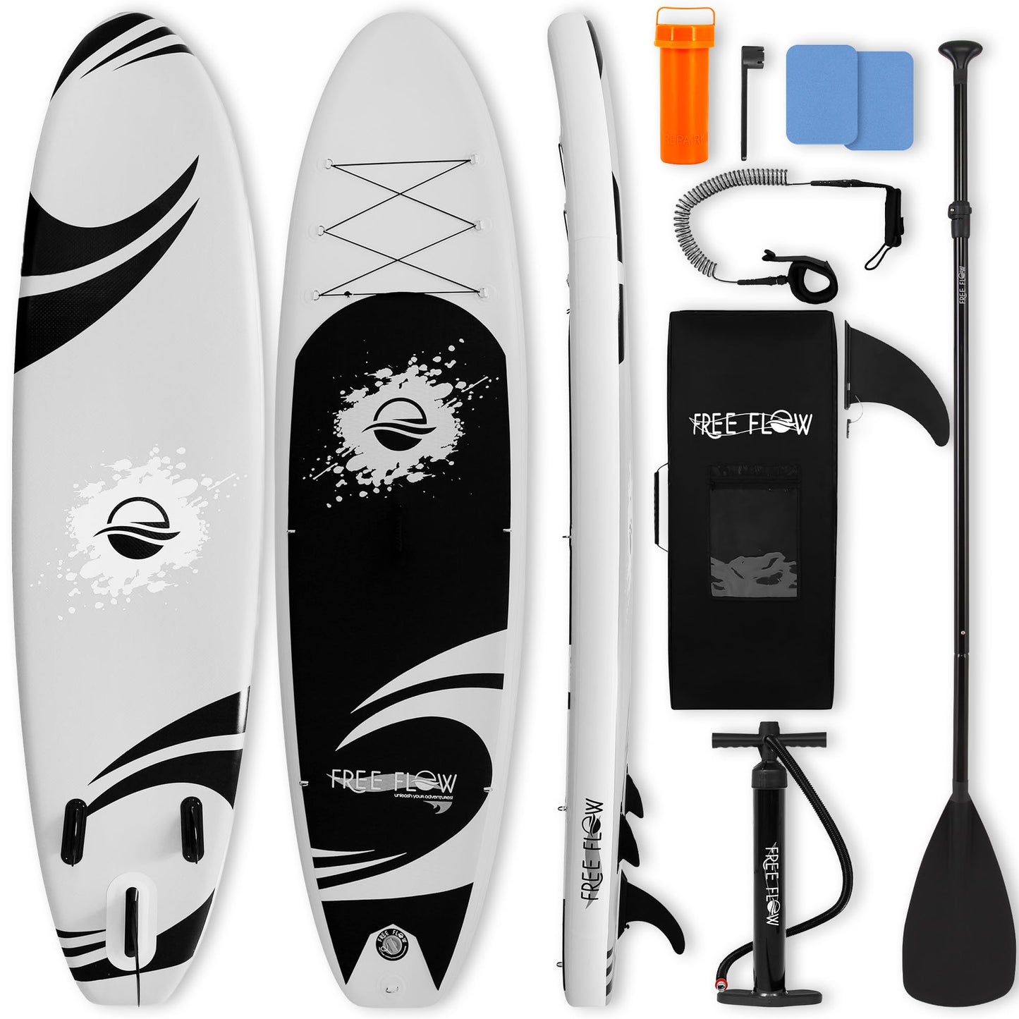SereneLife 10’6” Inflatable Stand Up Paddle Board with Premium SUP Accessories - 32” Wide Stable Design with Non-Slip EVA Deck Pad, for Youth and Adults, 275 lbs. Capacity