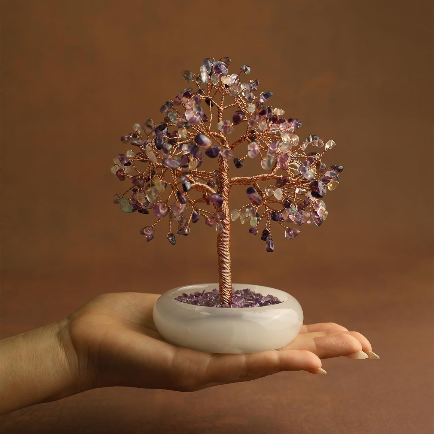 MAGIC AND MIRACLES Fluorite Crystal Tree Healing Gem for Office Decor Home Decor Meditation Money Tree Desk Chakra Energy Bonsai Gift for Women