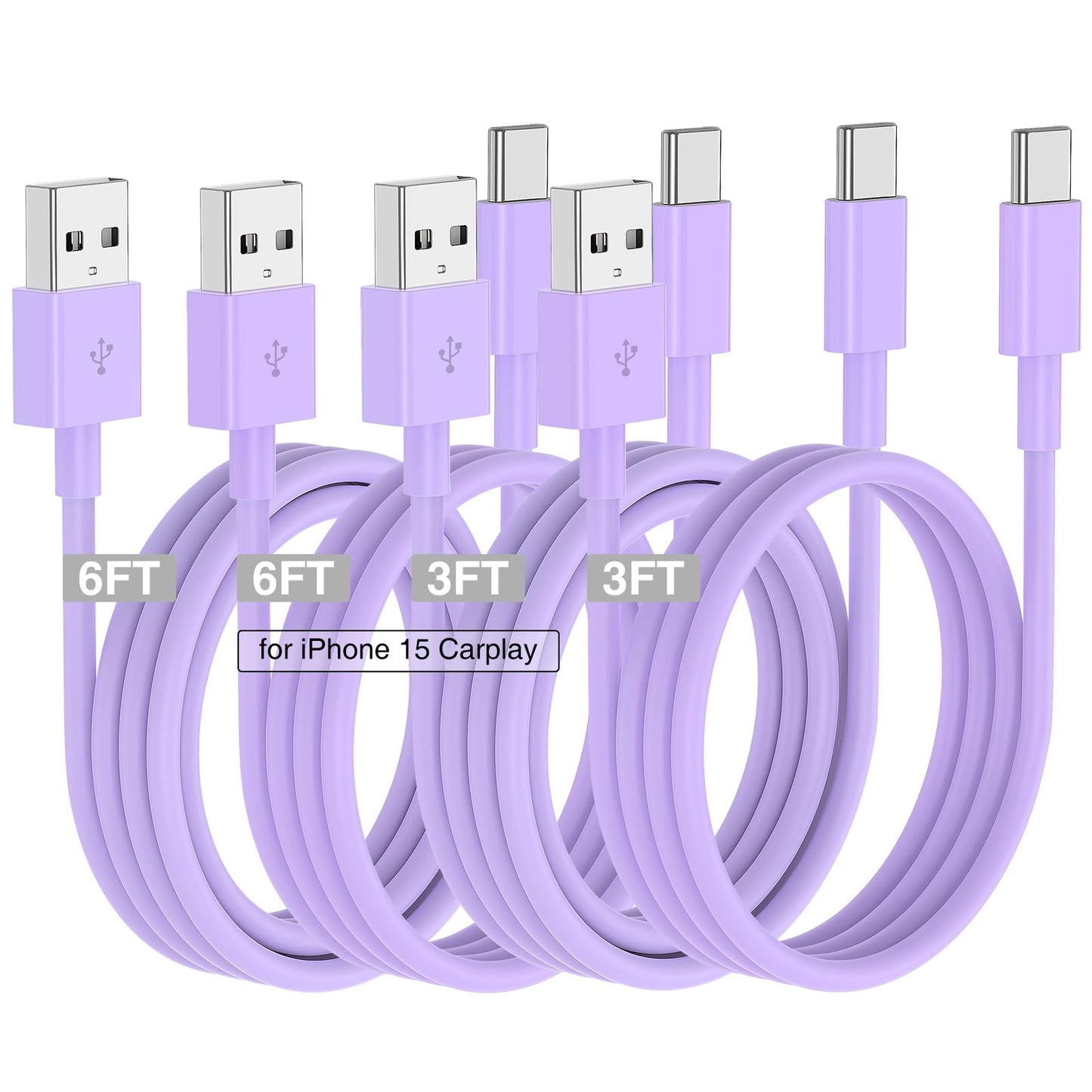 Car Carplay Cable for iPhone 17 16 15 Charger Cord,3/3/6/6FT USB A to USB C Cable for iPhone 17 Pro Max/16 Pro/15 Plus Charger,USB C Car Charger for Apple 17 Air/16 Pro Max/16e/15/iPad Pro
