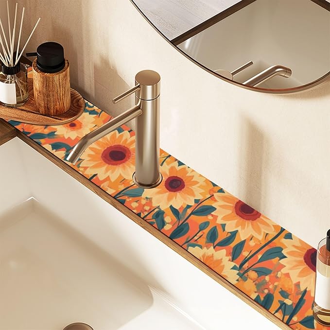 Kitchen Sink Splash Guard 2 PCS 30 Inch Sink Faucet Mat Splash Guard