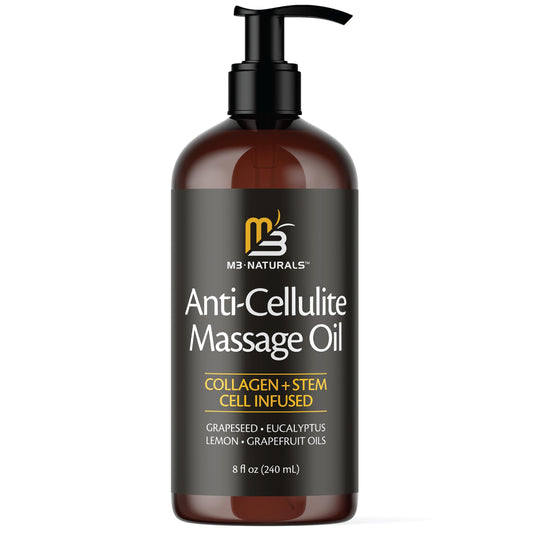 M3 Naturals Firming Body Massage Oil with Collagen & Stem Cell – Helps Smooth The Appearance of Cellulite & Improve Skin Texture – Refreshing Aromatherapy Body Oil for Legs & Full Body – 16 Fl Oz