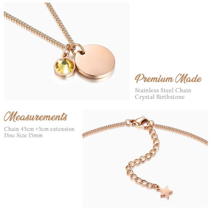 TMT Personalised birthstone necklace with gift box engraved for Daughter Mum Best Friend Girlfriend Birthday 18th 21th 30th 16th 13th Initial Name Letter pendant