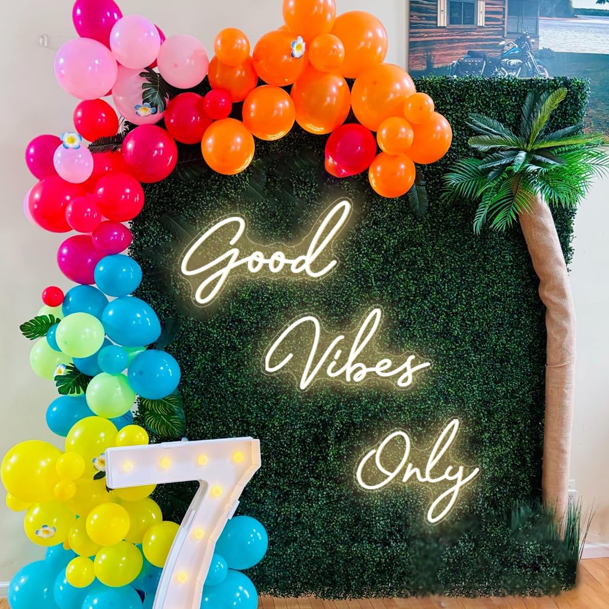 Voncitedn Super Large Good Vibes Only Neon Signs, Dimmable Good Vibes Only Neon Light Signs with ON/OFF Switch, LED Light Up Signs for Home Gym Decor Hair Background Bar Rooms Engagement Birthday Party, Warm White