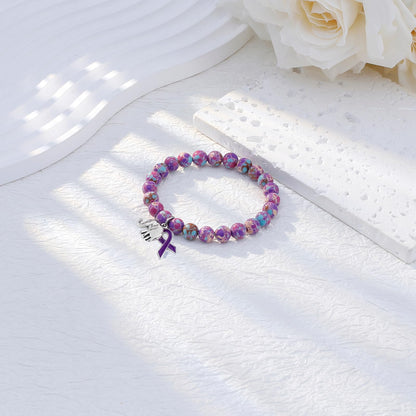 ARHTF Elephant Alzheimers Awareness Bracelet Purple Ribbon Awareness Alzheimers Bracelet Support Alzheimers Family Gifts For Dementia Support (pinkblue)