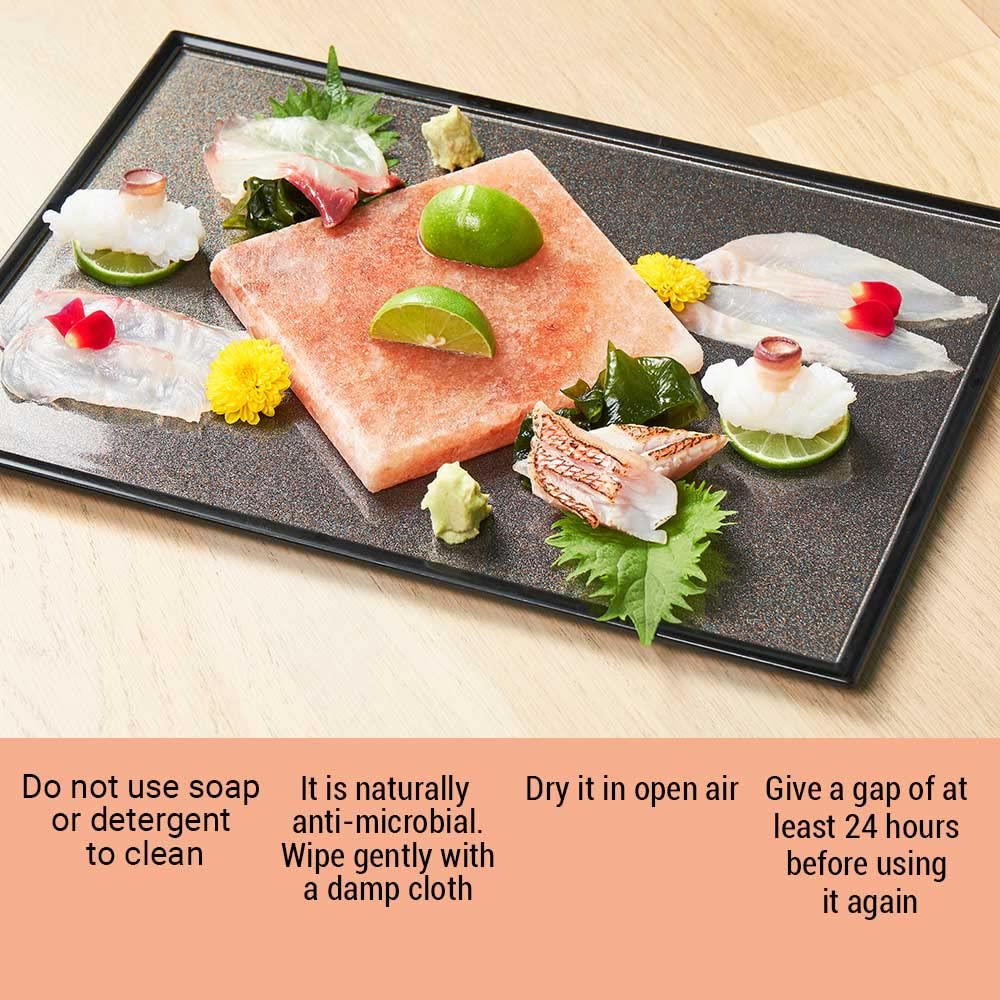 Pride Of India | Pink Salt Crystal Accessories (Pink Salt Crystal Cooking Tray - 8 by 4 inch) | Perfect for Grilling, Searing, Cutting, BBQ, Serving | Carries 84 Traces of Minerals
