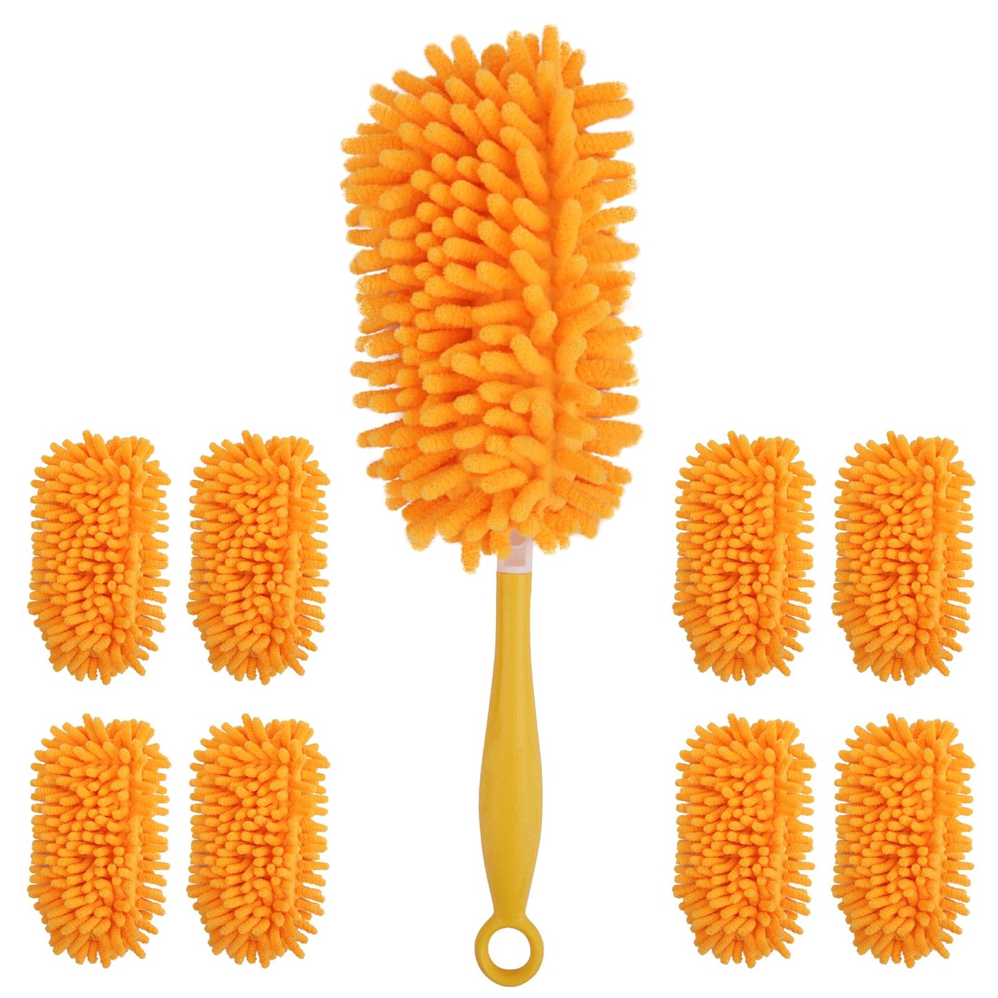 Redones Dusters for Swiffer - Reusable Duster Refill Compatible with Swiffer Hand Duster(8 Pack+1Handle), 360 Heavy Duty Dusters Refills