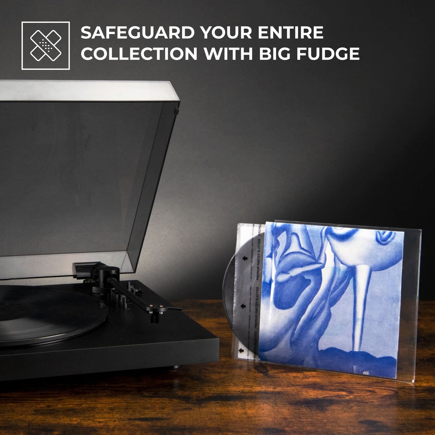 Big Fudge Premium Master Vinyl Record Sleeves - 7 inch x 50pcs - Archival Anti-Static Rice Paper Inner Sleeves - Clear 3 Layer LP Covers - Protective Plastic Cover for Records