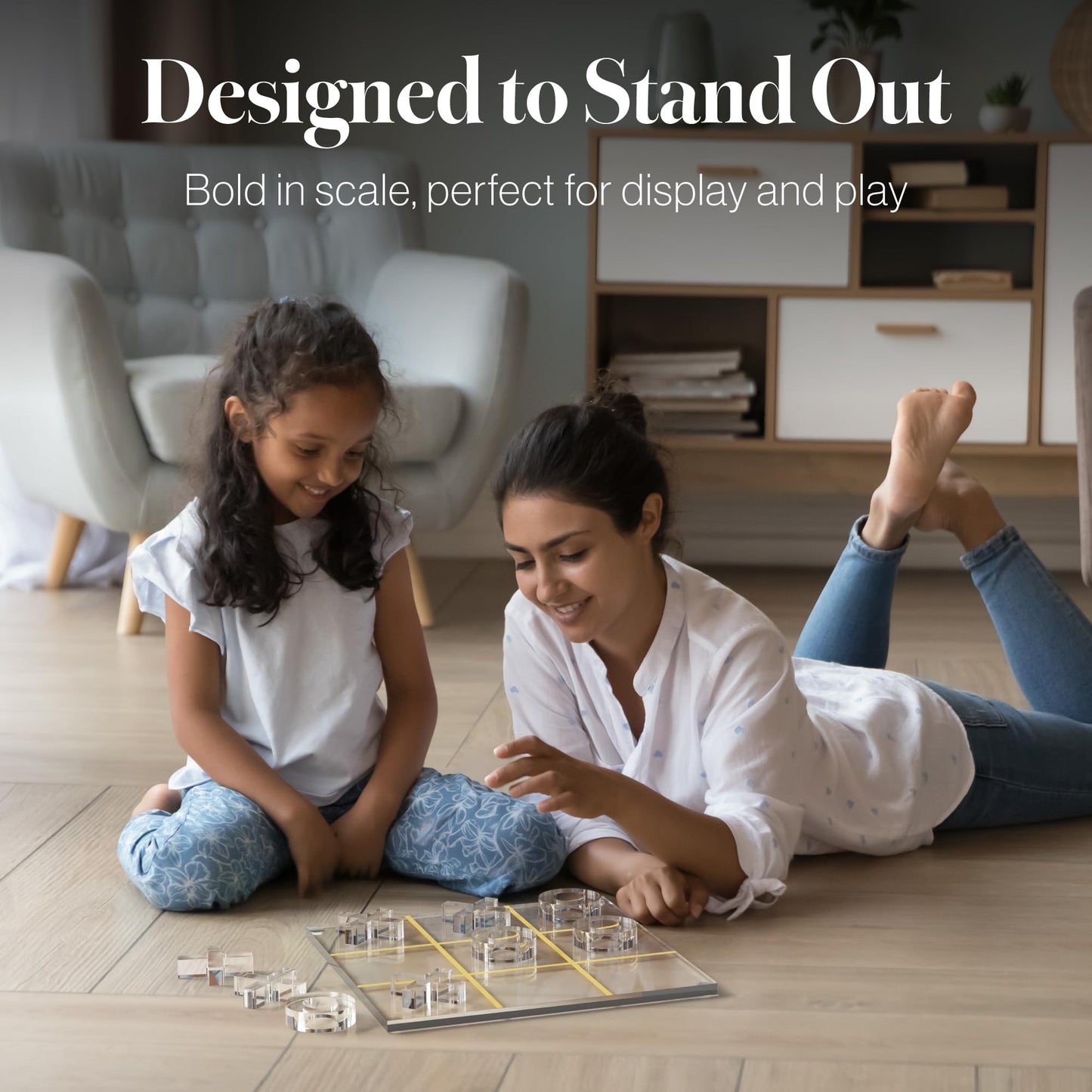 Aliz Collection Acrylic Tic Tac Toe Set - Luxury Tic Tac Toe Table Decor - Modern Coffee Table Game & Clear X and O Pieces - Decorative Acrylic Game for Home or Office - 10.23 x 10.23 x 1.06 Inches