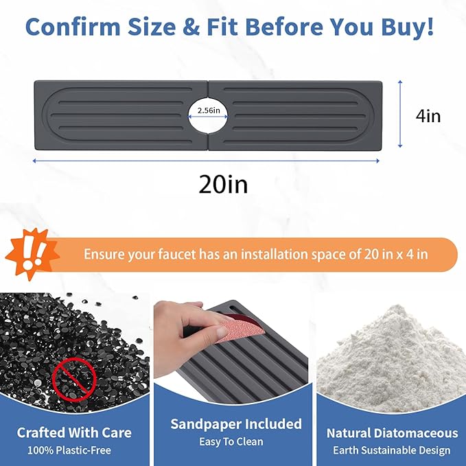Kitchen Faucet Mat, Diatomite Sink Faucet Mat Splash Guard