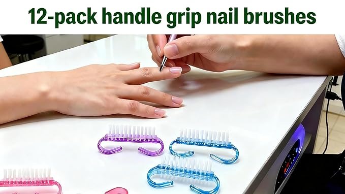 12-Pack Handle Grip Nail Brush, Fingernail Scrub Cleaning Brushes