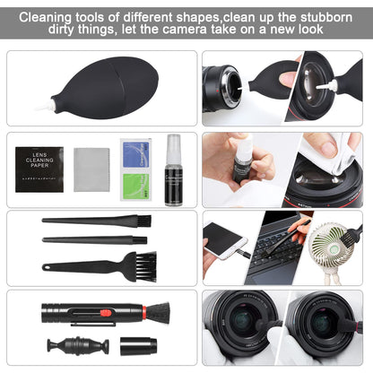 18-in-1 Professional Camera Cleaning Kit for Most DSLR Cameras (Canon, Nikon,Sony), with Air Blower/Cleaning Pen/Detergent/Cleaning Cloth/Lens Brush/Carry Case