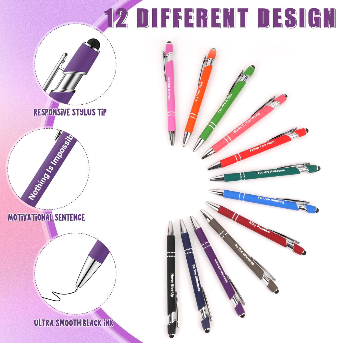 96 Pcs Bulk Motivational Pens Inspirational Notepads Set, Small Pocket Motivational Quote Notebooks and Ballpoint Pens, Mini Journals Gift Set for Kids Students Teachers School Office Prizes Supplies