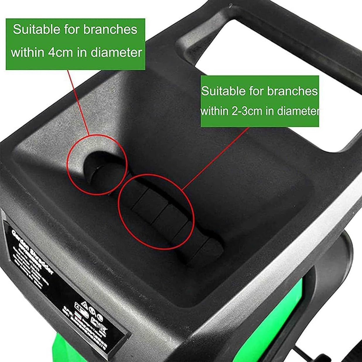 CYMYYDS 2400W Electric Garden Shredder, Wood Chipper Garden Mulcher for Leaves and Branches with 50L Collection Bag & Wheels, Max Diameter 40mm, for Yard Cleanup, Composting Green