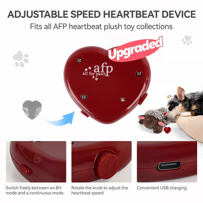 ALL FOR PAWS Heartbeat Dog Toy, Puppy Sleeping Buddy Cuddle Toy, Dog Soothing Plush Toy with Warm Bag, Crate Training Puppy Stuffed Animal Gift Toys, Heartbeat Box with USB Charging