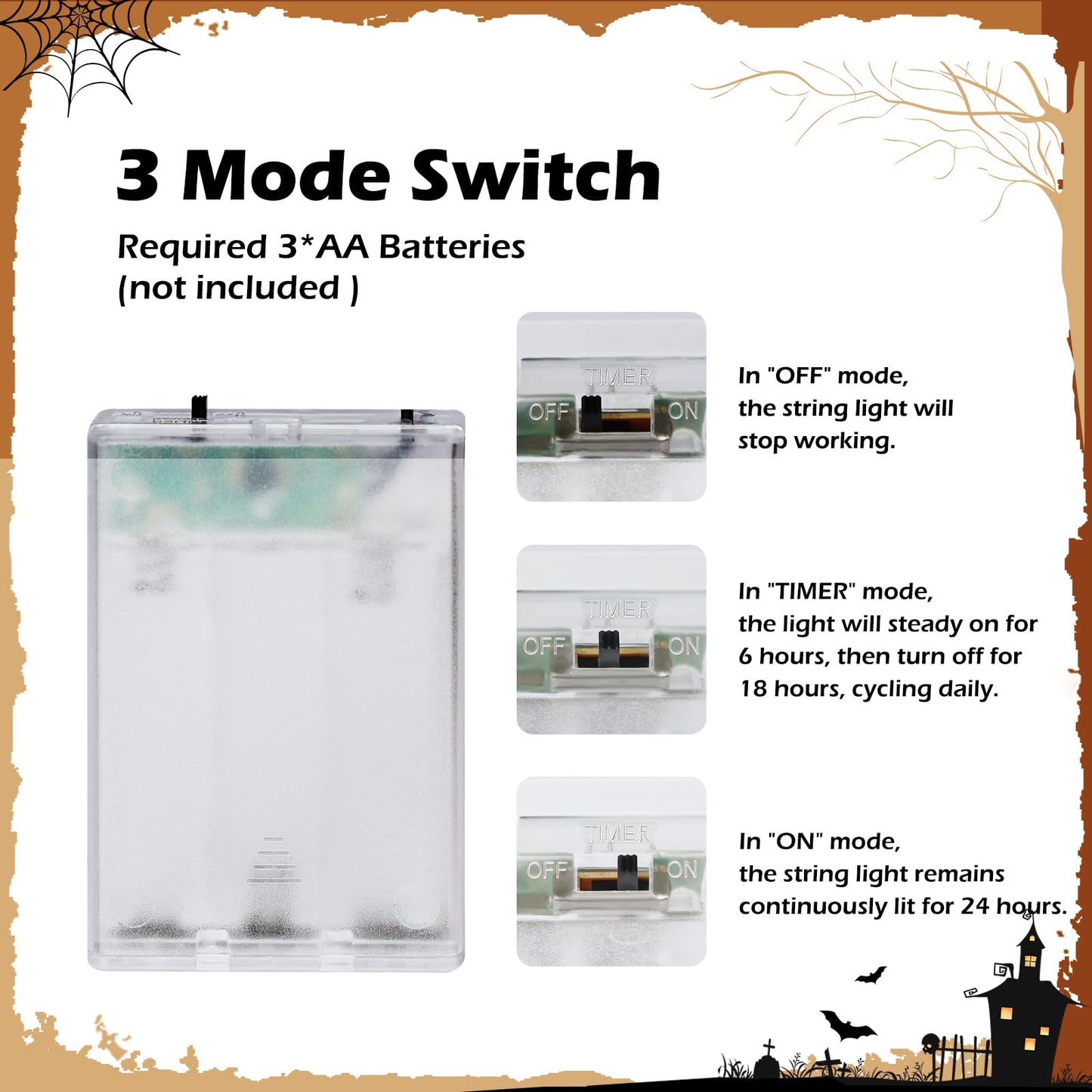 RECESKY 2Pack 20 LED Purple Spider String Lights with Timer - Total 13Ft Battery Powered Halloween String Light - Spooky Decor for Indoor House Party Holiday Window Halloween Decorations