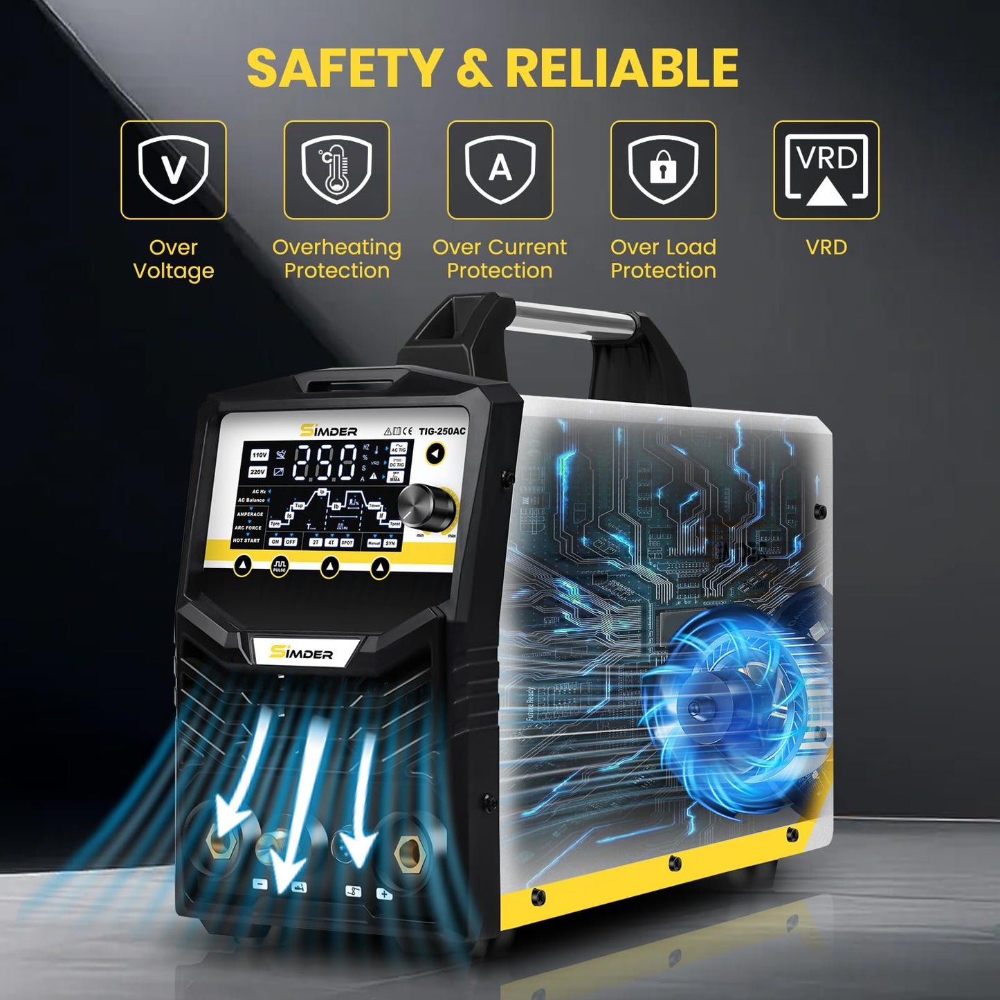 SSimder 6 in 1 TIG Welder AC TIG/DC TIG/Pulse TIG/SPOT TIG/Stick Dual Voltage Aluminum Welder 110V/220V TIG Welding Machine for DIY Home Garden Maintenance