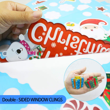 175 PCS Christmas Window Clings Xmas Decals Stickers for Christmas Window Decorations