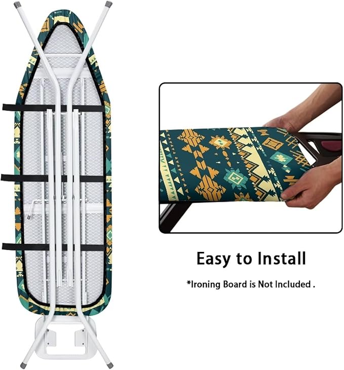 Ethnic Geometric Rhombus Ironing Board Cover, Abstract Tribal Stripes Stretchy