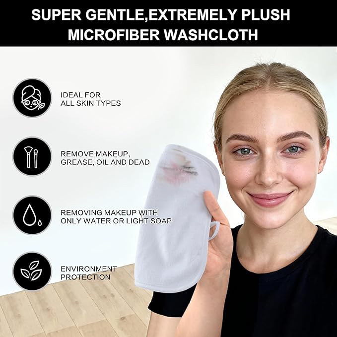 SINLAND Microfiber Facial Cloths Fast Drying Washcloth 8inch x 8inch Absorbent