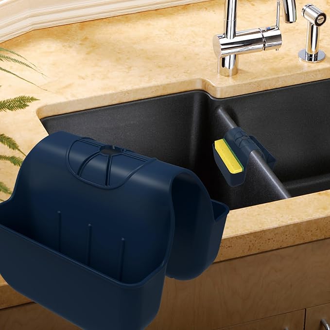 Sponge Holder for Kitchen Sink, Silicone Sink Saddle Caddy Organizer Rack
