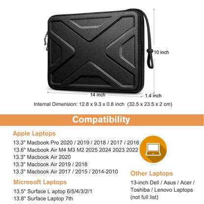 SITHON Hard Shell Laptop Sleeve Case for 13" MacBook Air M3/A3113 M2/A2681 2025-2022, MacBook Pro 14 M4/M3/M2/M1, MacBook Air/Pro 13, Surface Pro, Shock Absorption Carrying Cover Bag