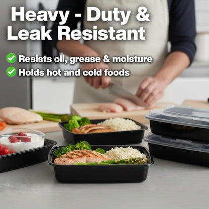 ProTakeOut Meal Prep Containers [30 Pack] Rectangular Food Storage Containers with Lids, Bento Box, BPA Free, Stackable, Microwave/Dishwasher/Freezer Safe To Go Food Containers for Meal Prep (28 oz)