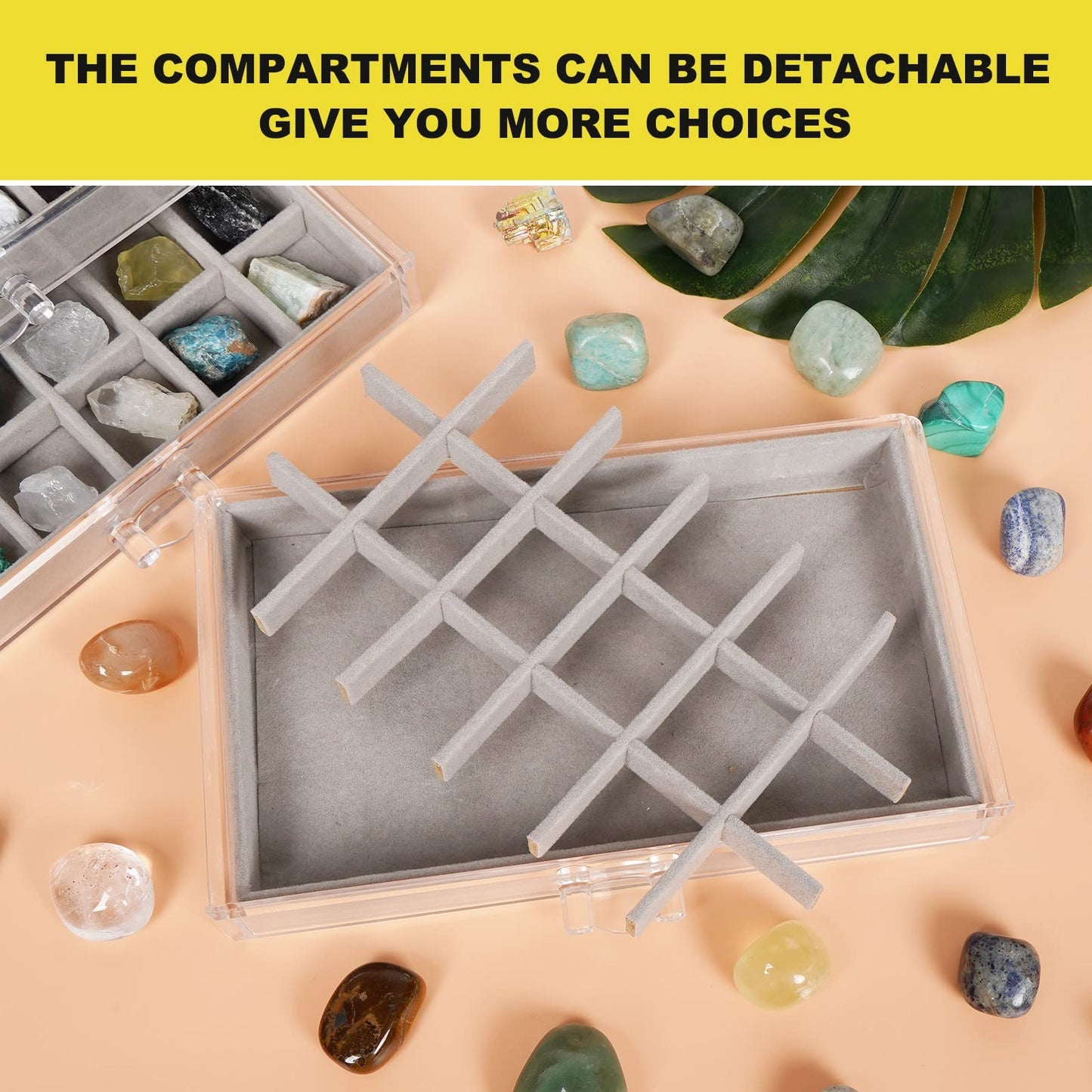 Acrylic Rock Collection Display Case Rock Collection Box for Kids Display Cases for Collectibles Crystal Display Case Holder Shadow Boxes Display Cases Display Cabinet Fossil Display Box
