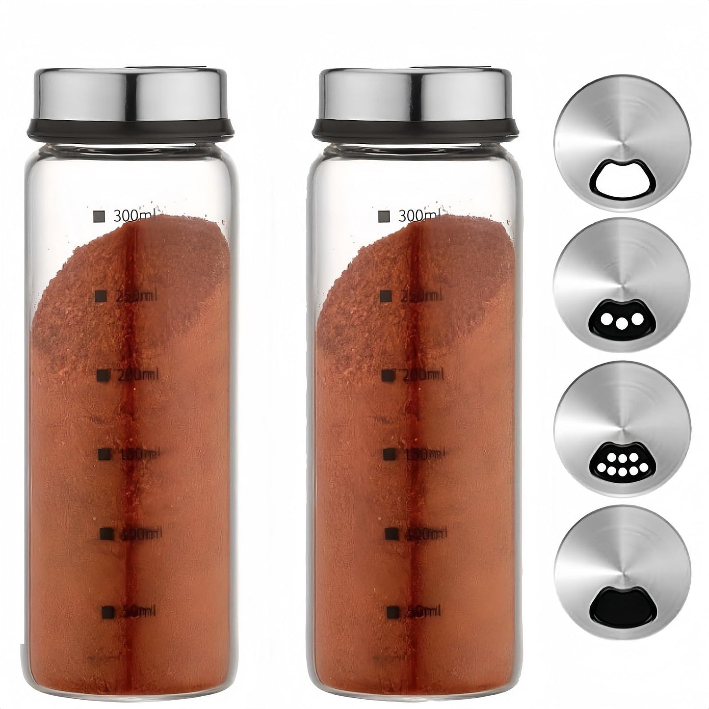 XZJYXJN Salt and Pepper Shakers Set Large Salt Shaker with Adjustable Pour Holes,Glass Salt and Pepper Dispenser Spice Jars with Stainless Steel Lid,Salt Shakers for Kitchen
