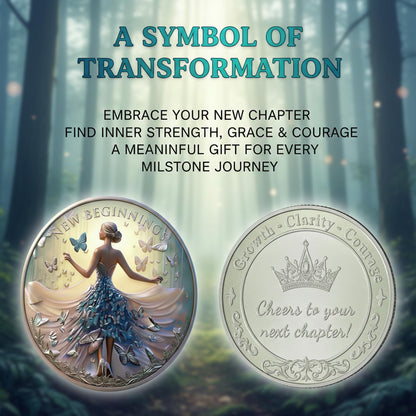 New Beginnings Gifts for Women, 3D Purple Butterfly Coin & Keychain Set, Inspirational Retirement Gift for Coworker, Teacher, Nurse, Boss, Farewell Going Away New Job Keepsake for Resilience & Growth