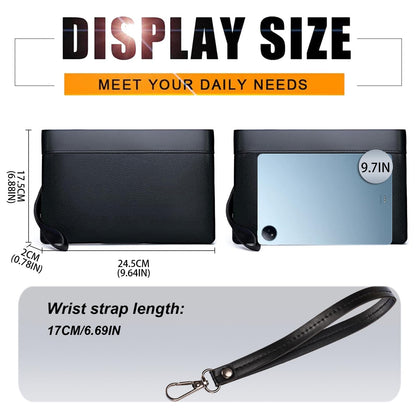 Eshow Mens Wristlet Bag Clutch Purse Handbags Synthetic Leather Bags with Wrist Strap Zip Closure 7.9 Inch for Business Travel Work
