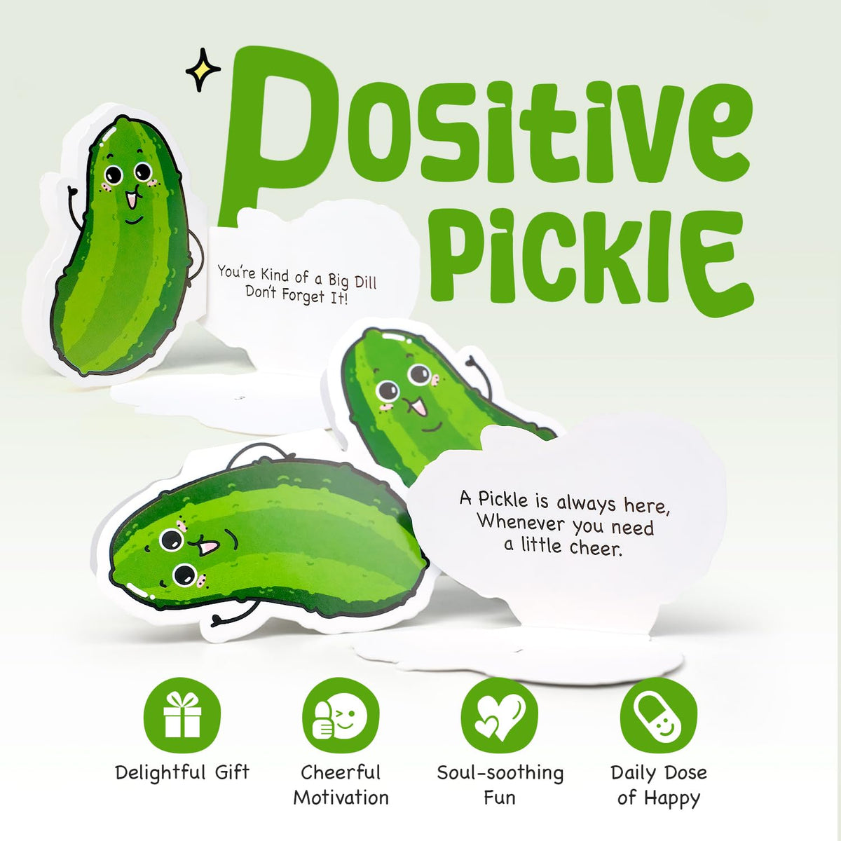 Emotional Support Positive Pickle Jar (POSI PICKLE) Read This When Affirmation Jar, 60 Daily Encouragement Cards, Funny Decorative Gift, Mental Health & Self Care Gifts for Women, Stocking Stuffers