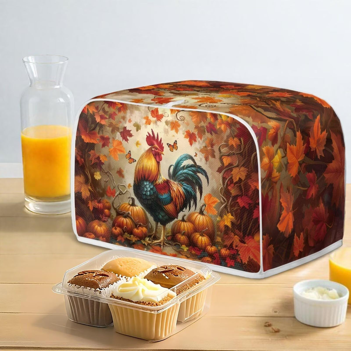 ASQVTIFE Maple Leaf Toaster Covers for Kitchen Fall Decorations for Home 4 Slice Toaster Covers for Kitchen Bread Machine Oven Dust Cover Thanksgiving Decoration Greasy Protection Anti Sputtering