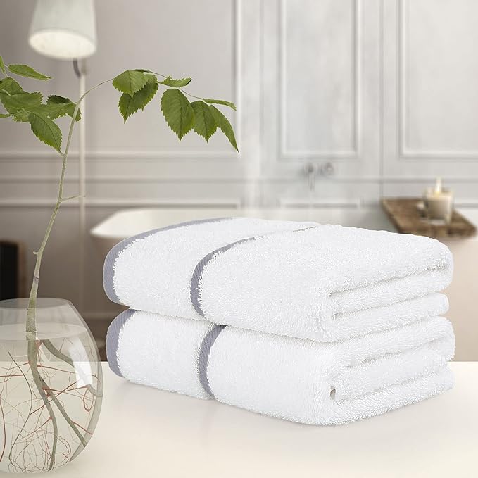 PiccoCasa Set of 2, 750 GSM Luxury White Hand Towels